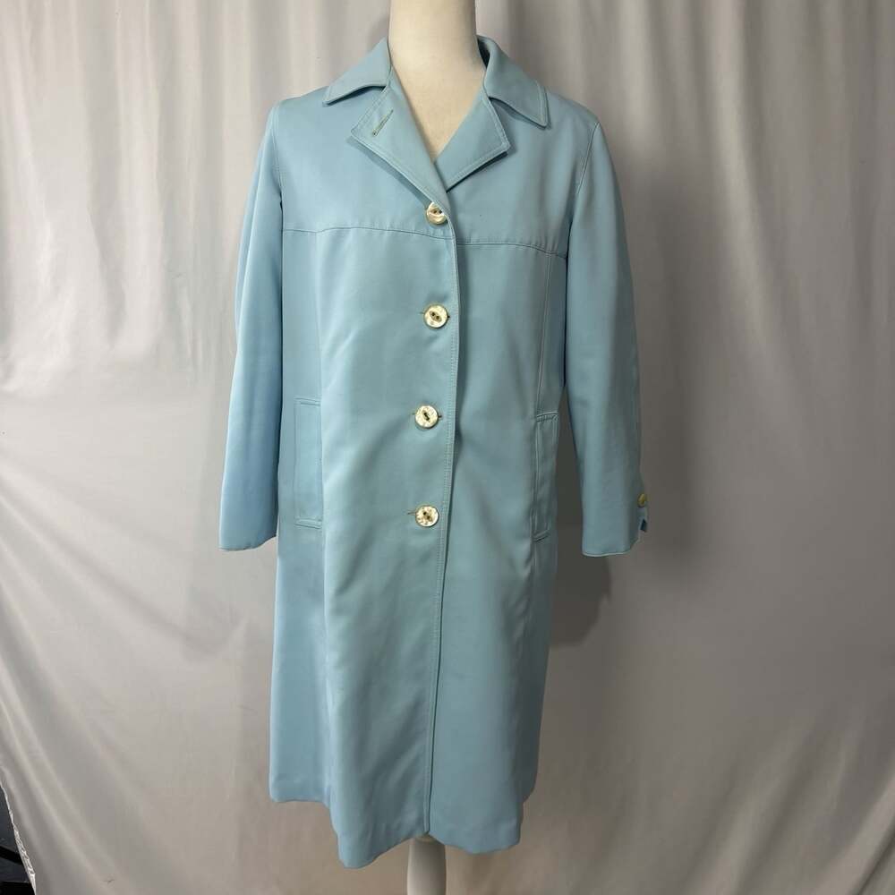 Vintage Forecaster of Boston Fore-Tex Light Blue Trench Rain Coat Jacket M
